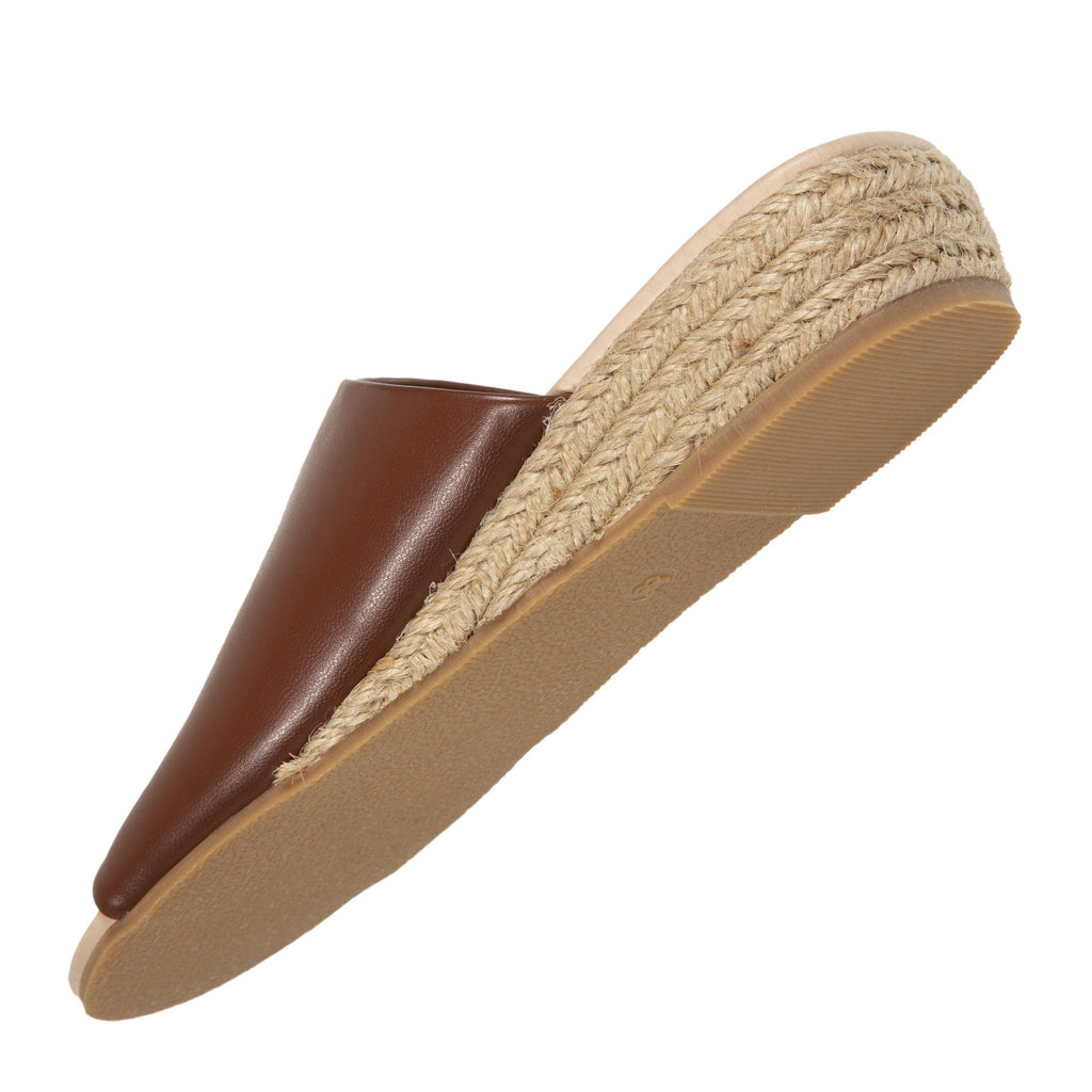 Mules Femme talon corde bandeau Cognac