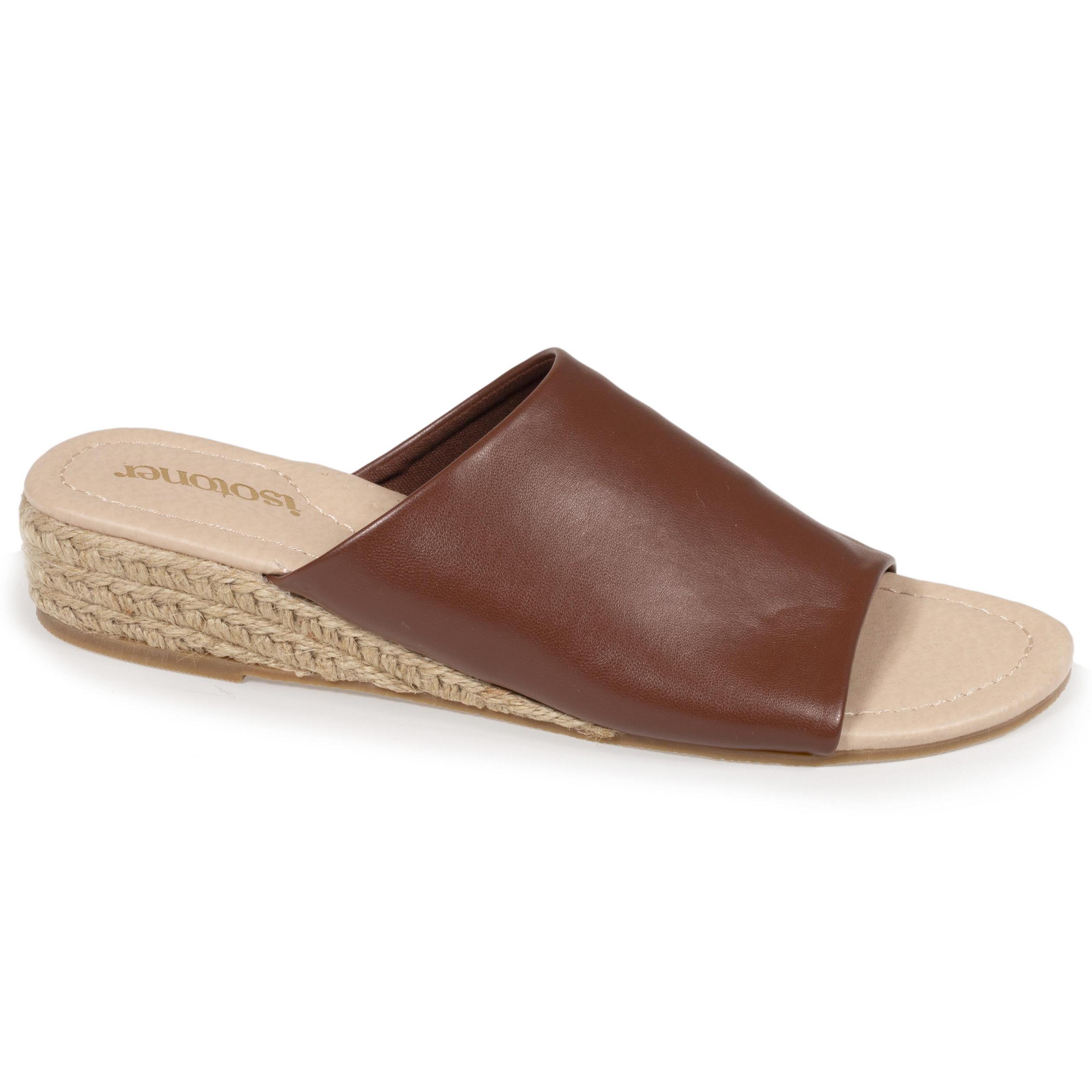 Mules Femme talon corde bandeau Cognac