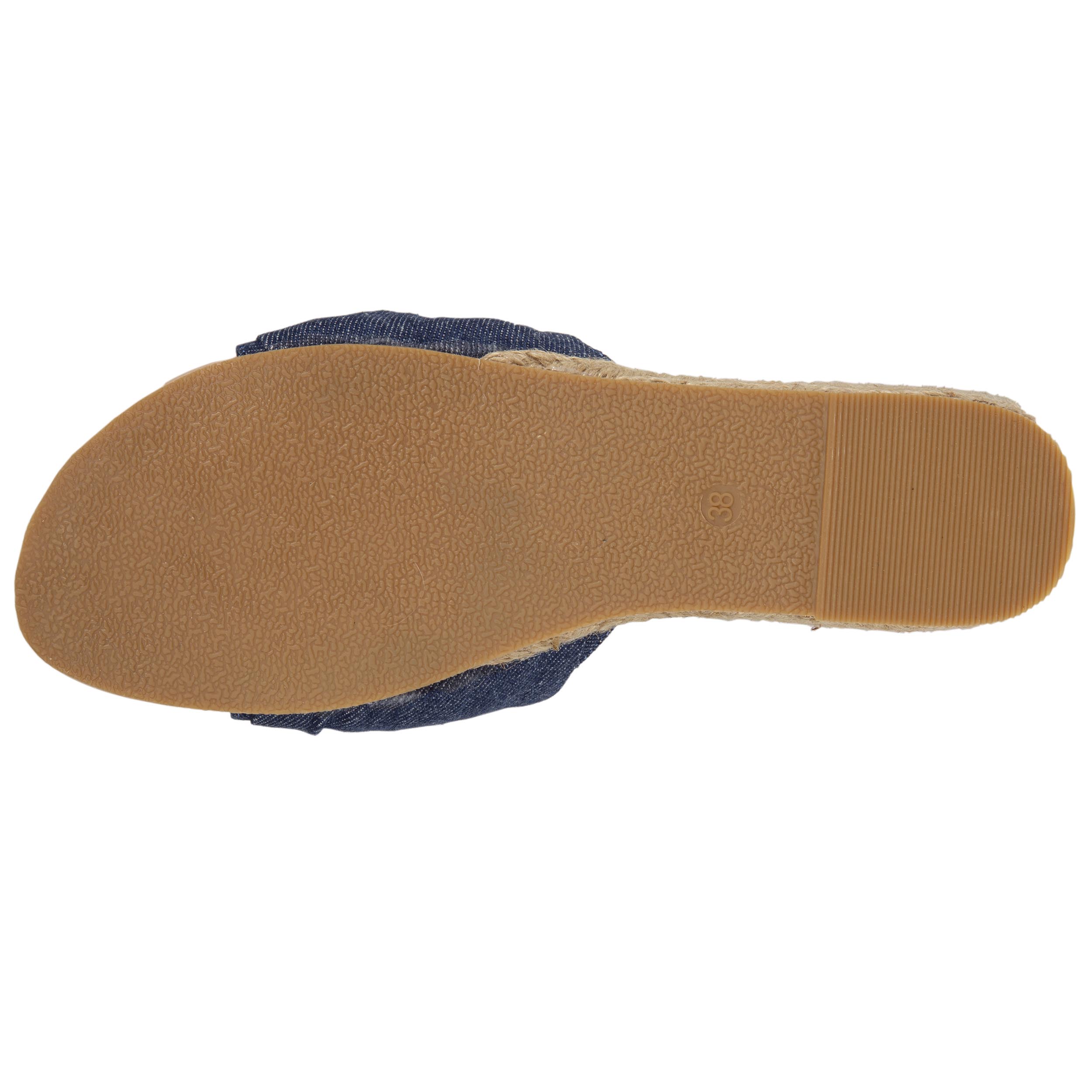 Mules Femme talon corde effet jean Bleu