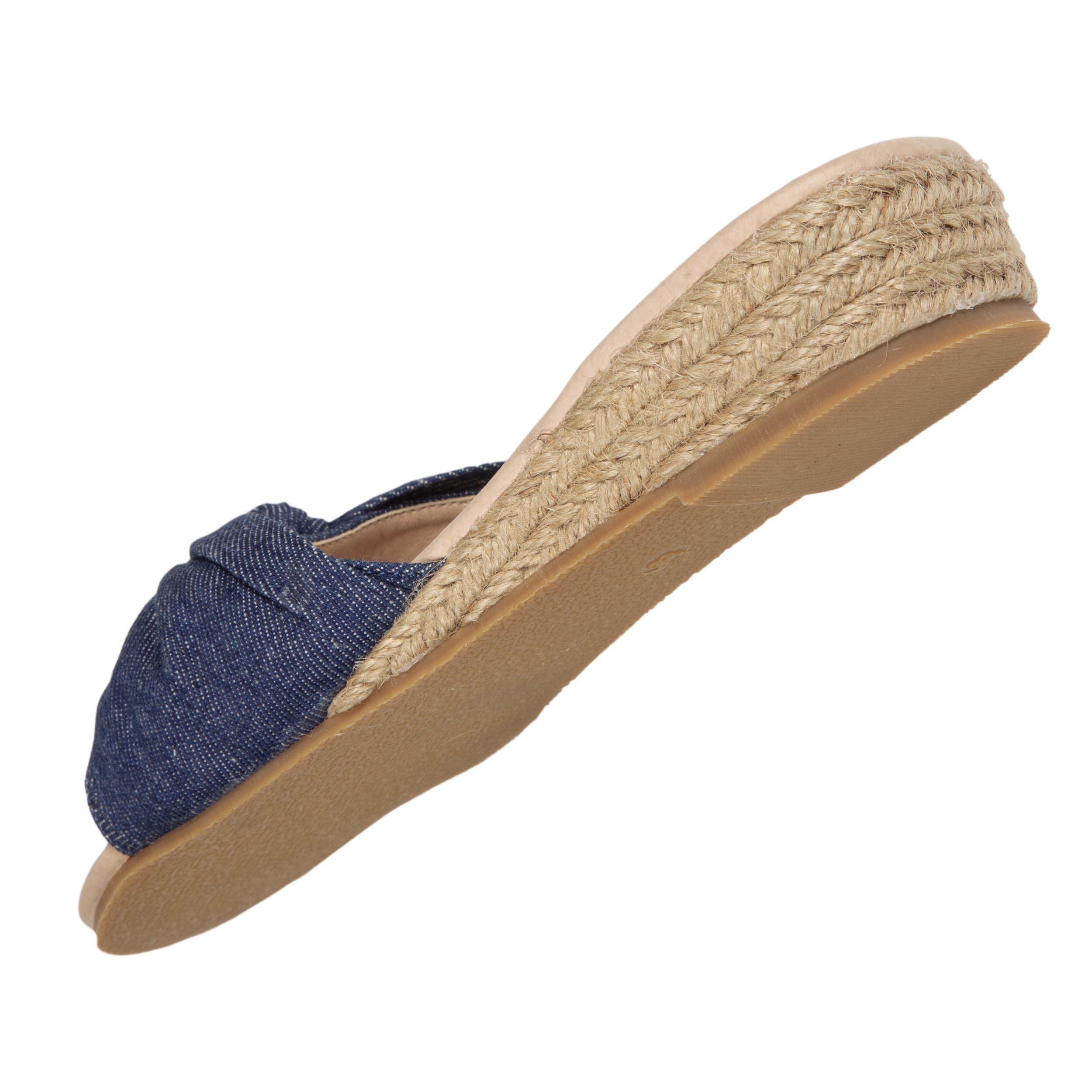 Mules Femme talon corde effet jean Bleu