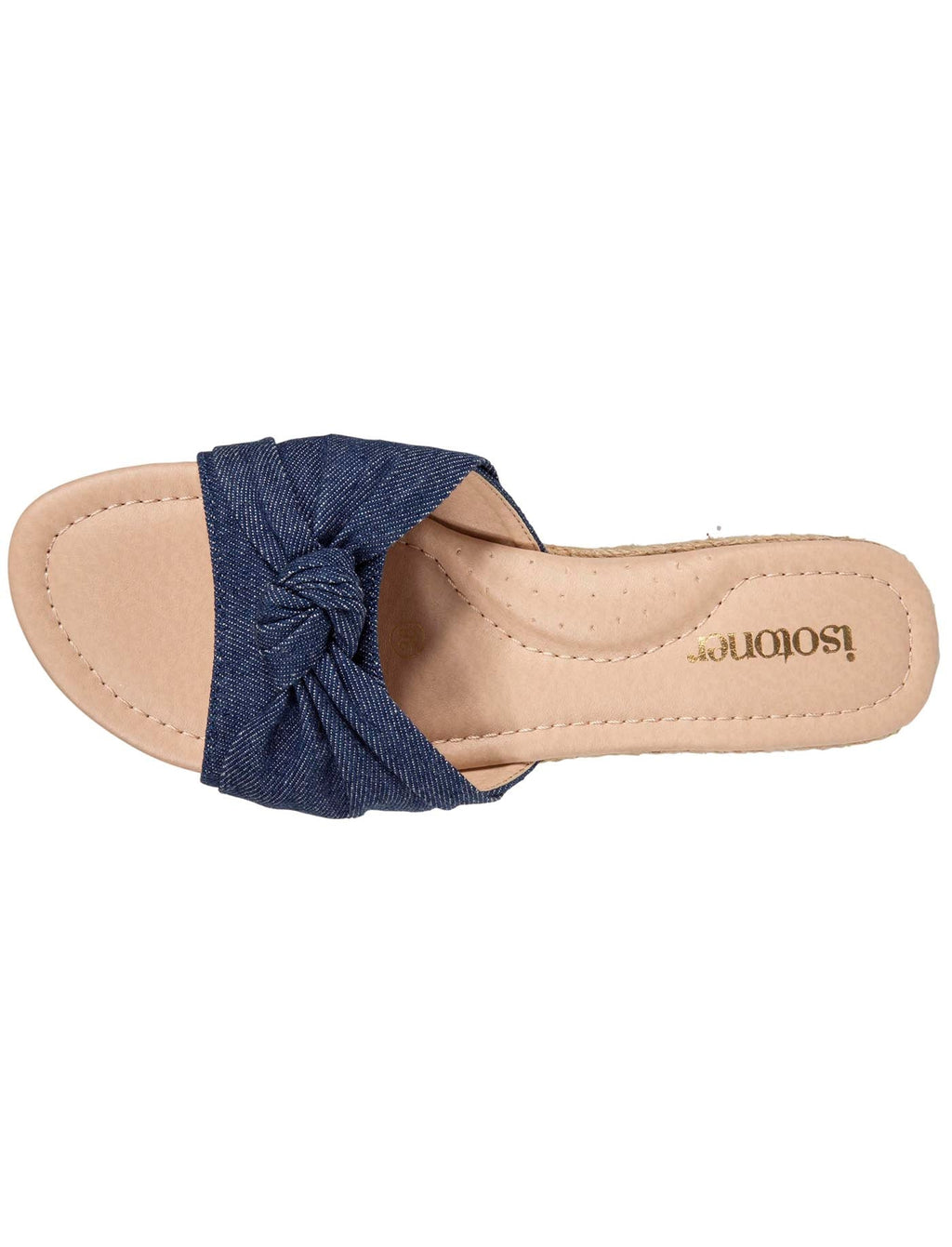 Mules Femme talon corde effet jean Bleu