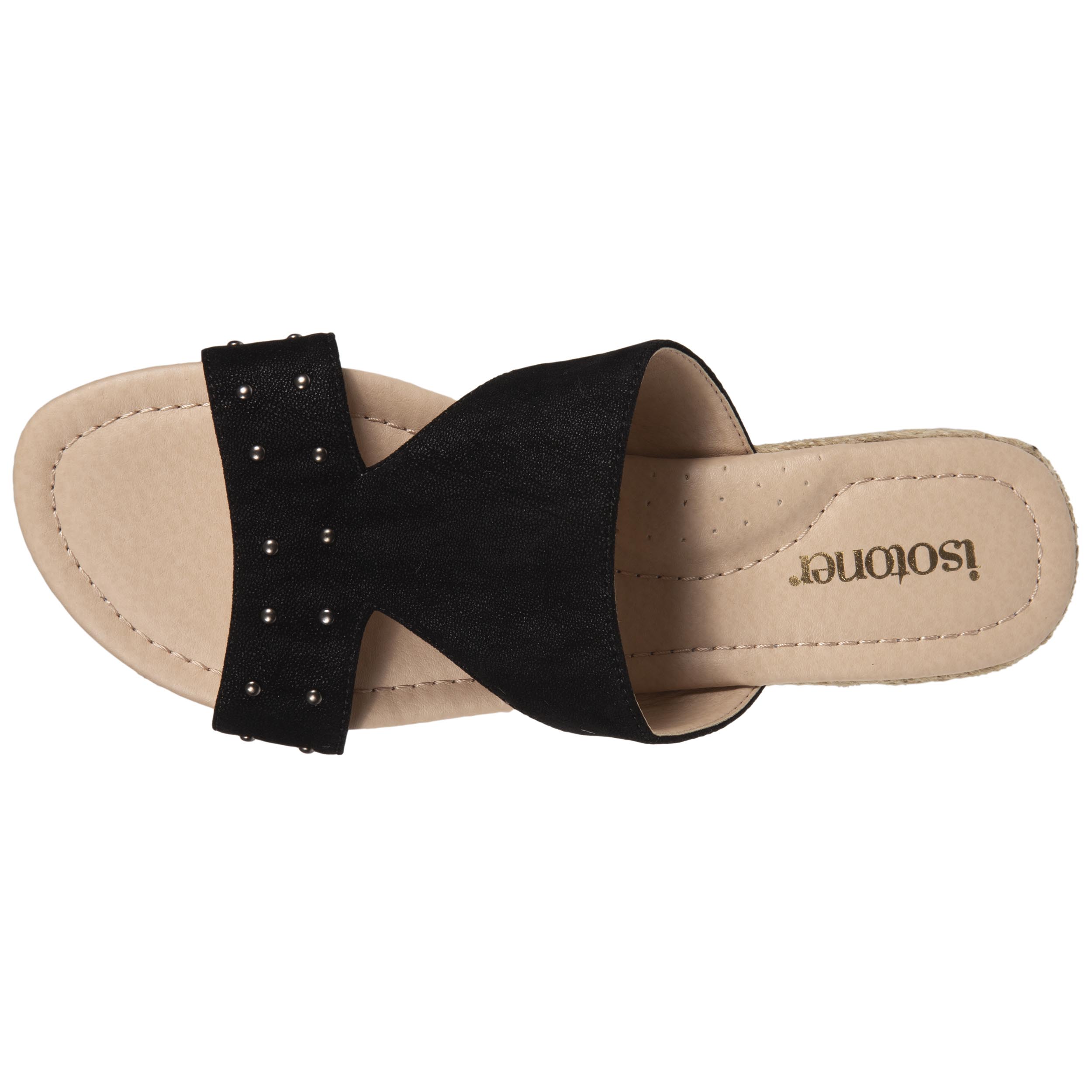 Mules Femme talon corde effet suédé Noir