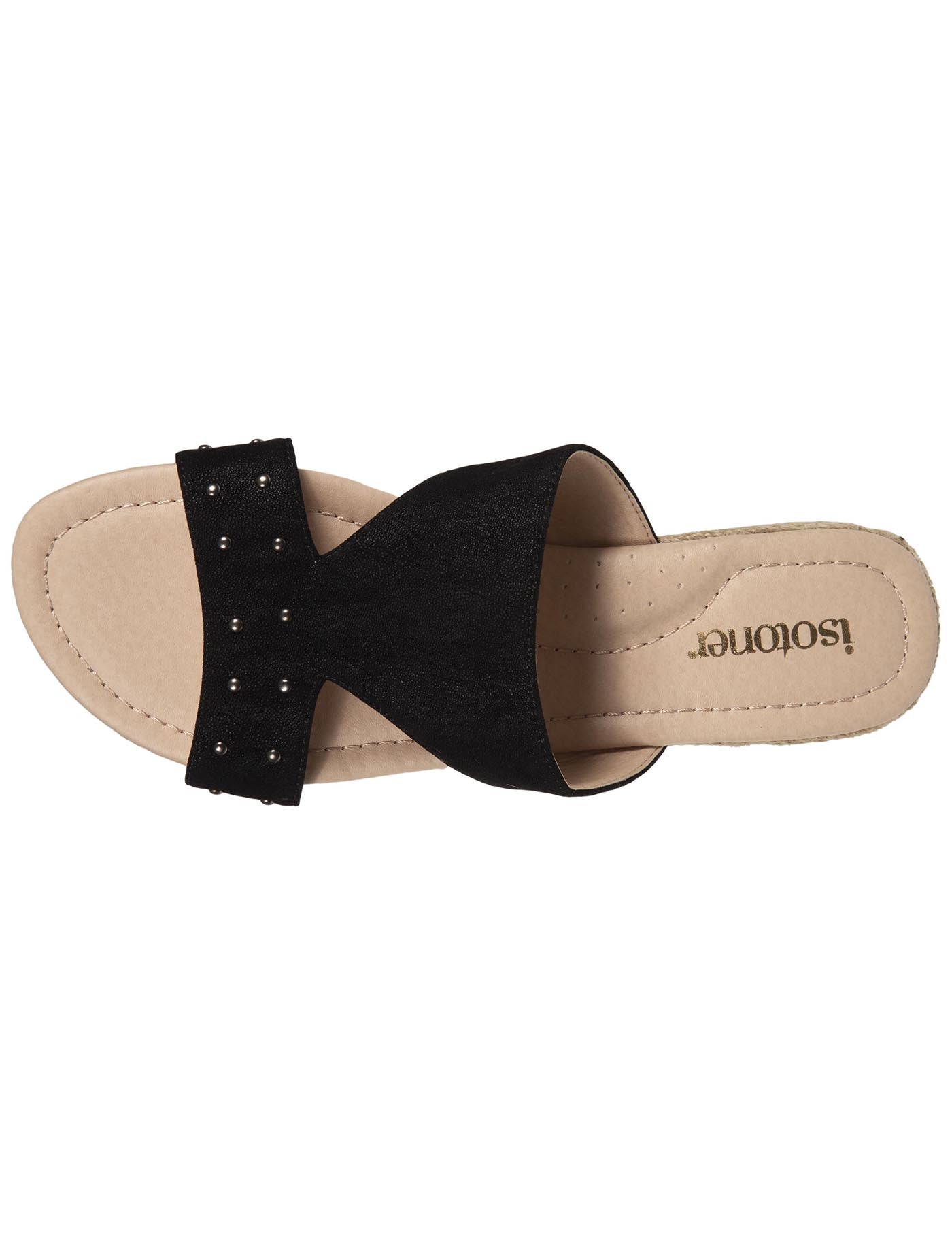 Mules Femme talon corde effet suédé Noir