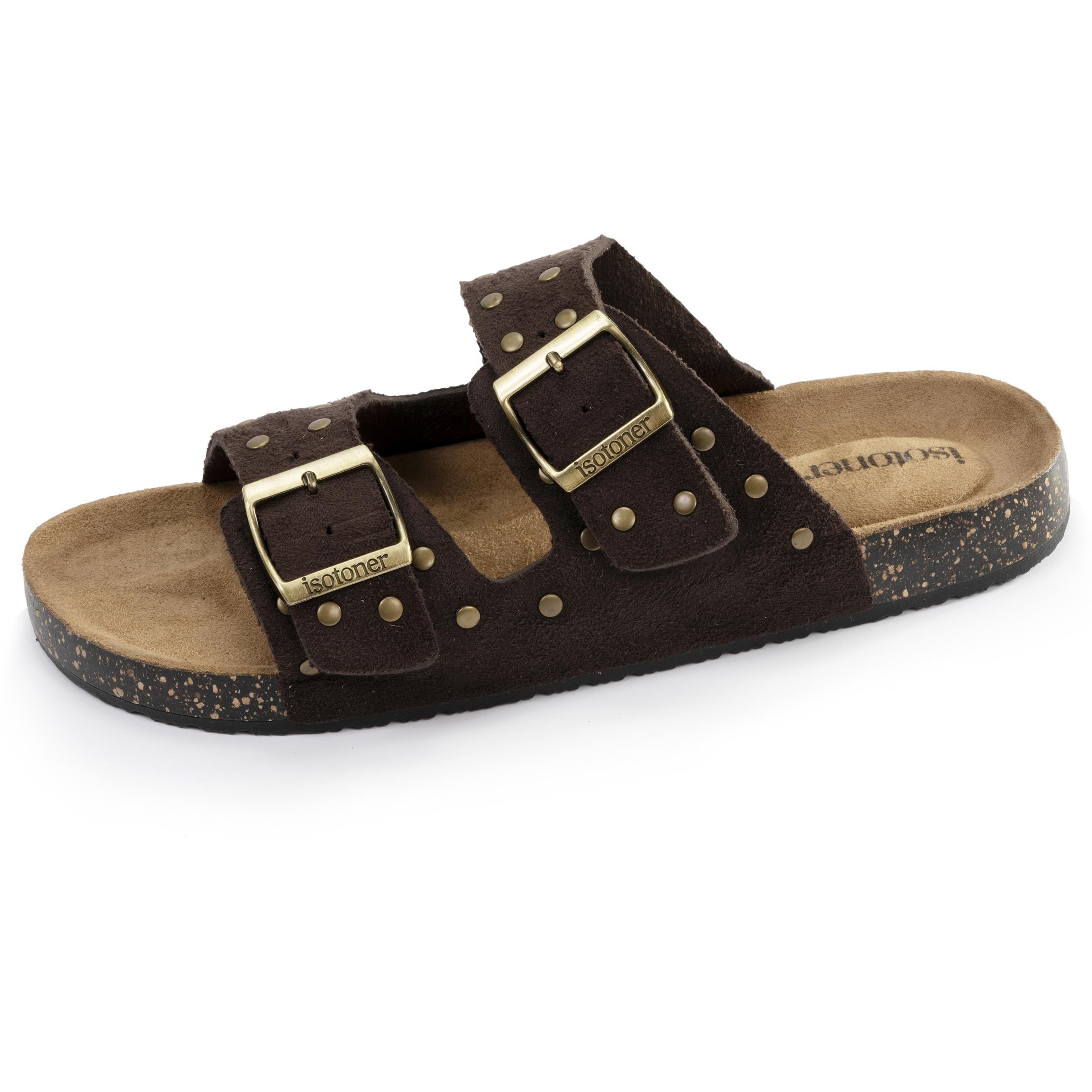 Mules sandales Femme double bride Chocolat