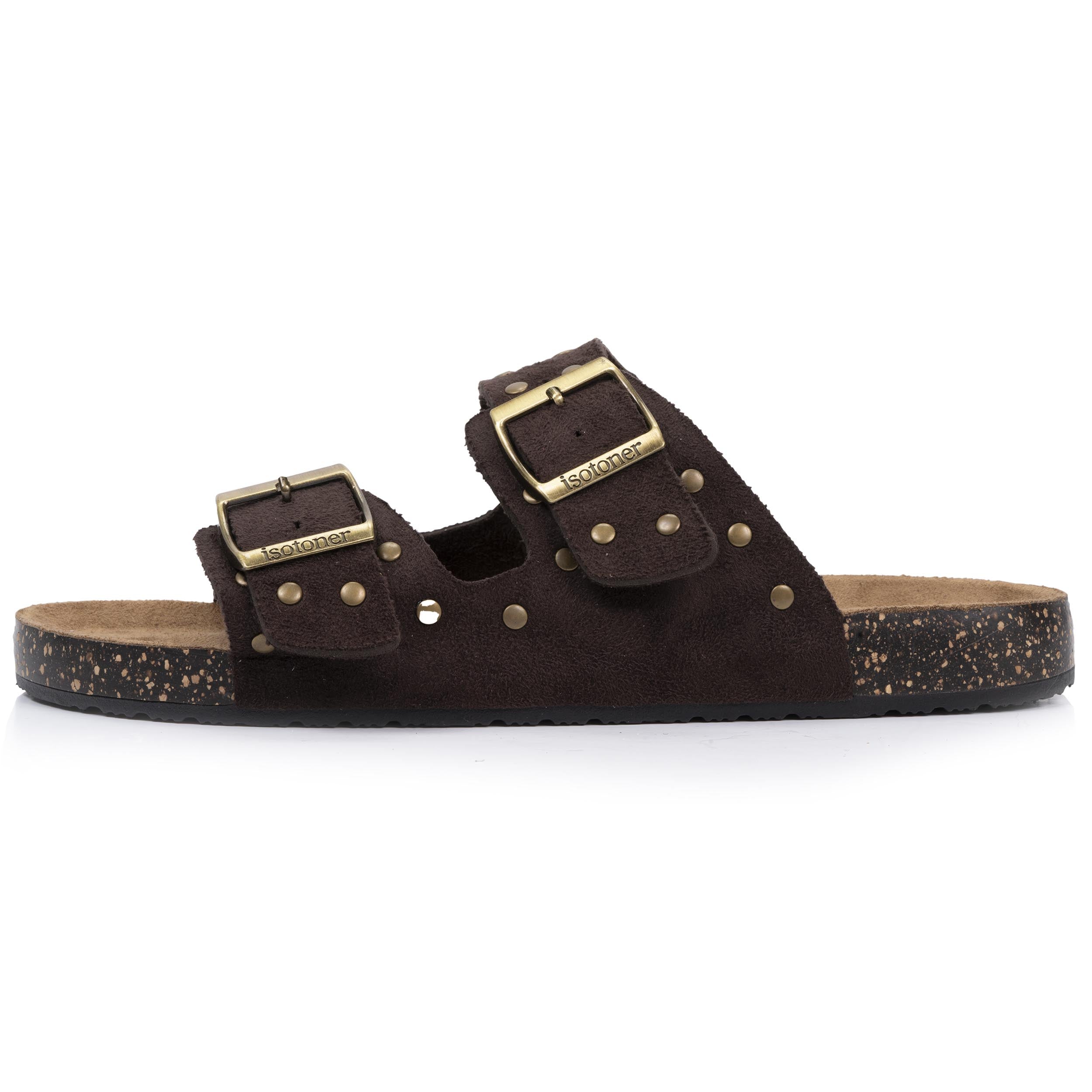 Mules sandales Femme double bride Chocolat