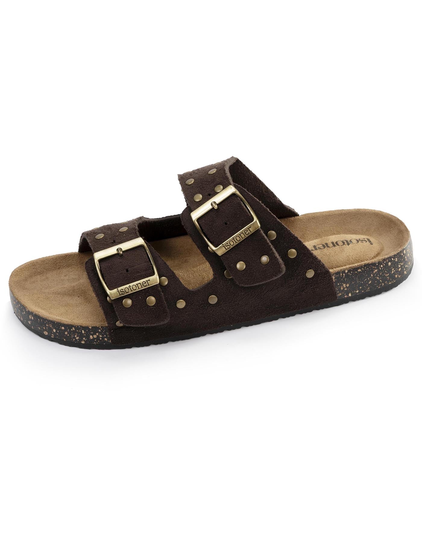 Mules sandales Femme double bride Chocolat