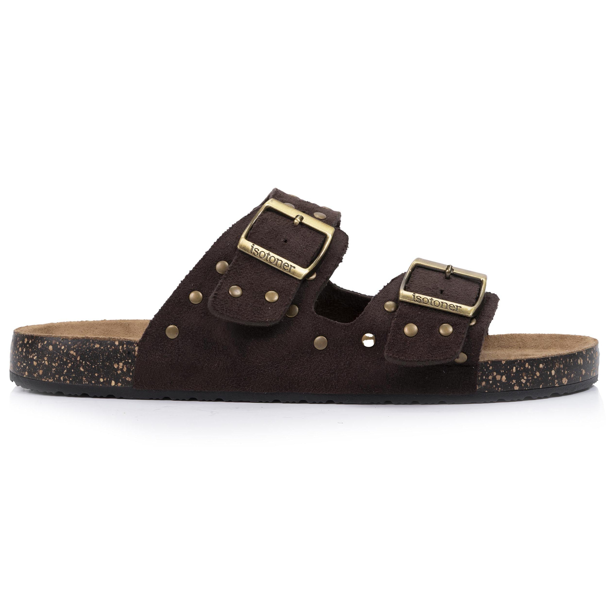 Mules sandales Femme double bride Chocolat