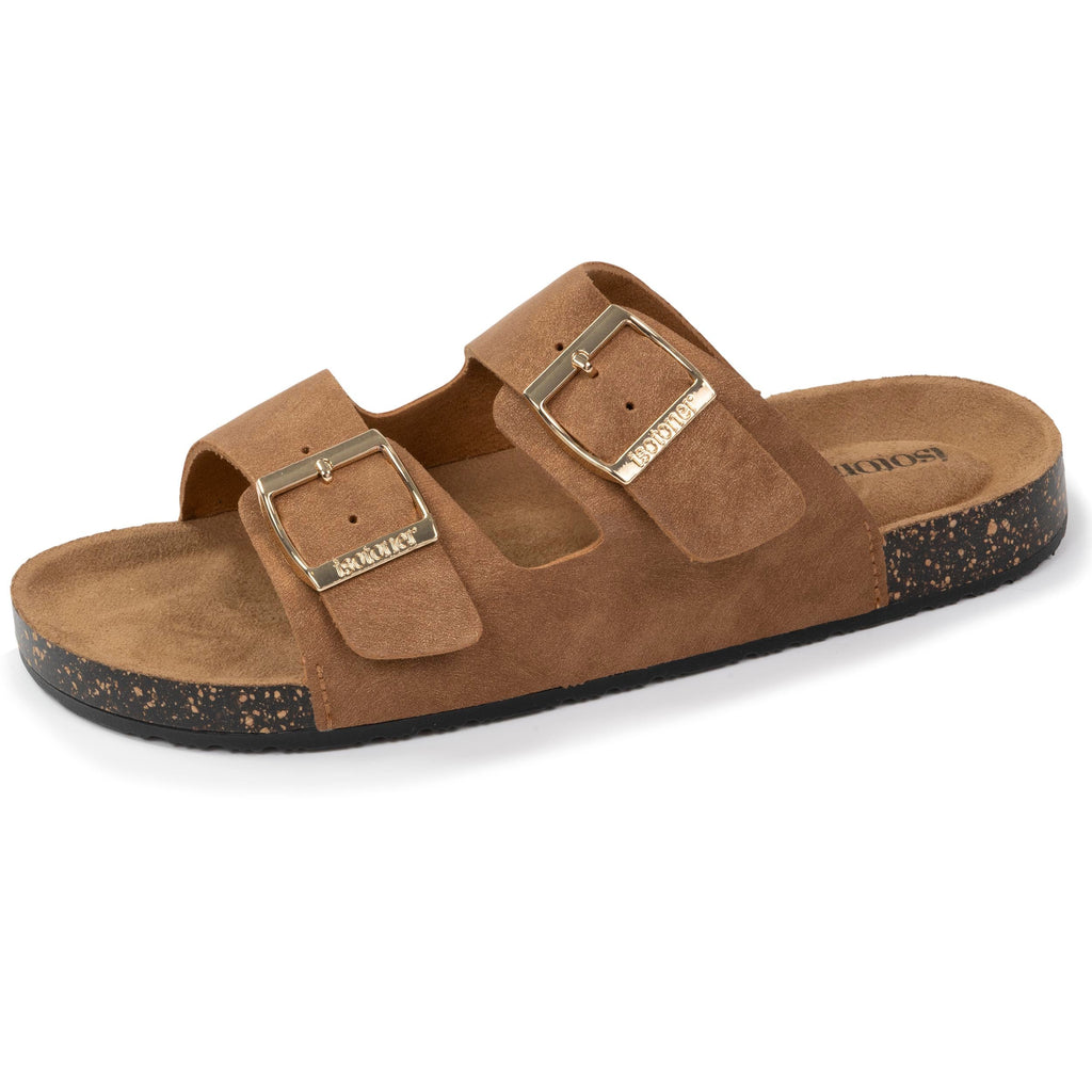 Mules sandales Femme double bride Camel