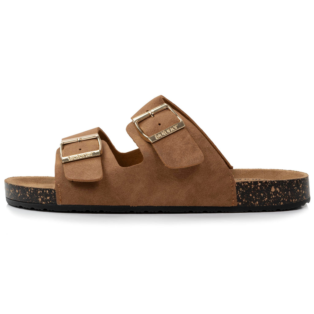 Mules sandales Femme double bride Camel