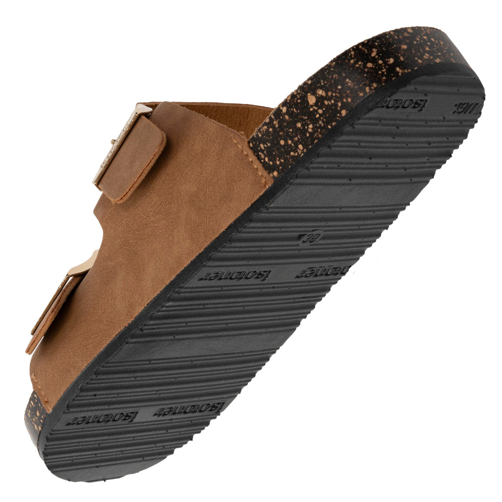 Mules sandales Femme double bride Camel